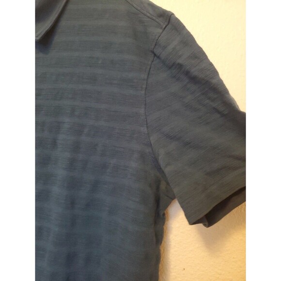 John Varvatos USA Mens Large Green Cotton Polo Shirt Stripes Made in Peru Flawed - Picture 7 of 16